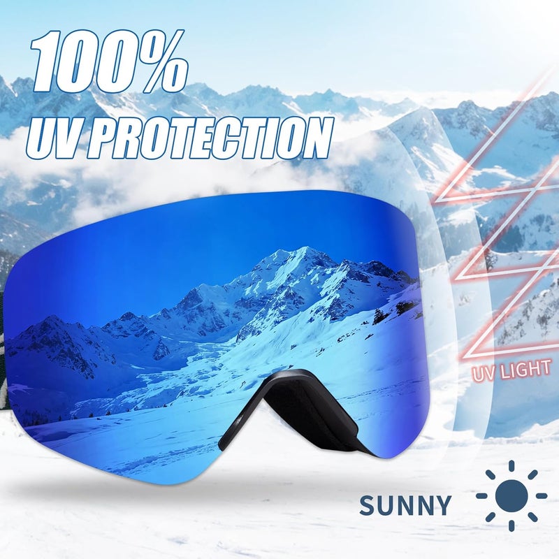 MXJ Gear Ski Goggles,OTG Snowboard Goggles Magnetic Interchangeable Lens,UV Protection Anti-fog,YH879B Snow Goggles for Men Women - Image 5